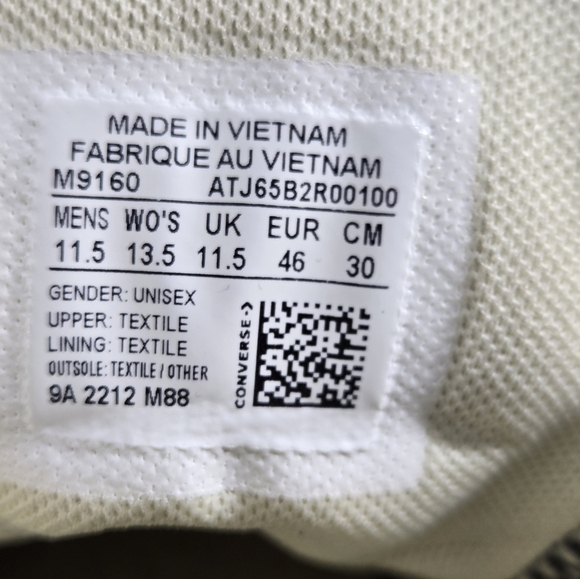 Converse Black and White High-Top Sneakers 11.5M 13.5W - Picture 5 of 8